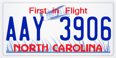 NC license plate AAY3906