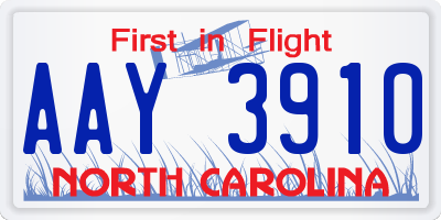 NC license plate AAY3910