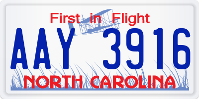 NC license plate AAY3916