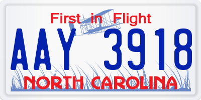 NC license plate AAY3918