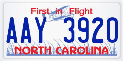 NC license plate AAY3920