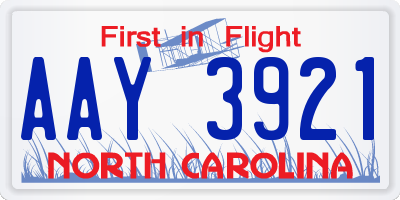 NC license plate AAY3921