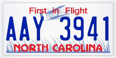 NC license plate AAY3941