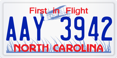 NC license plate AAY3942