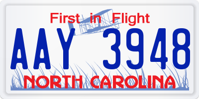 NC license plate AAY3948