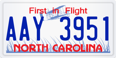 NC license plate AAY3951