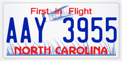 NC license plate AAY3955