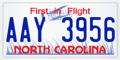 NC license plate AAY3956