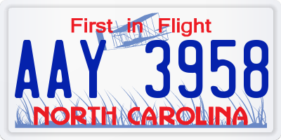 NC license plate AAY3958