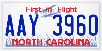 NC license plate AAY3960