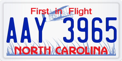 NC license plate AAY3965