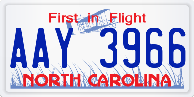 NC license plate AAY3966