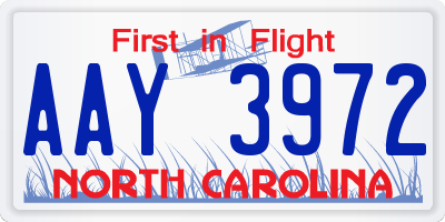 NC license plate AAY3972