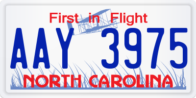 NC license plate AAY3975