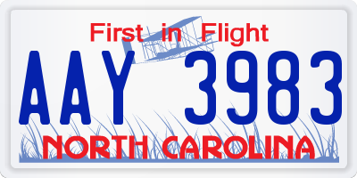 NC license plate AAY3983