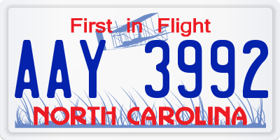 NC license plate AAY3992