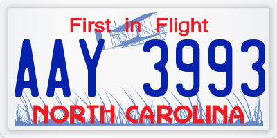 NC license plate AAY3993