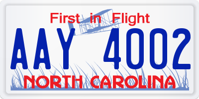 NC license plate AAY4002