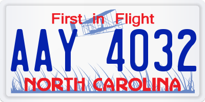 NC license plate AAY4032