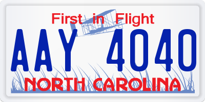 NC license plate AAY4040