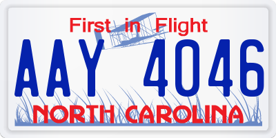 NC license plate AAY4046