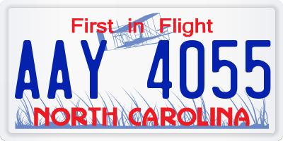 NC license plate AAY4055