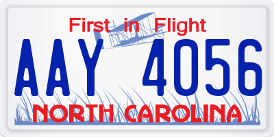 NC license plate AAY4056