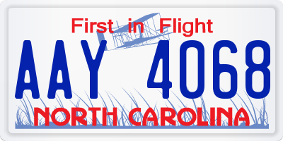 NC license plate AAY4068