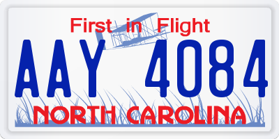 NC license plate AAY4084