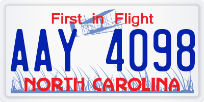 NC license plate AAY4098