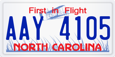 NC license plate AAY4105