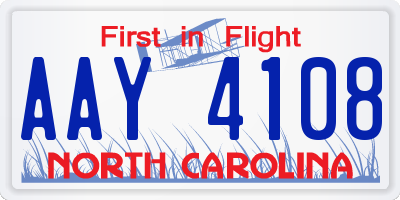 NC license plate AAY4108