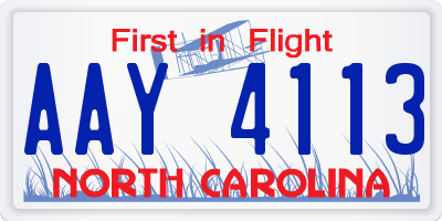 NC license plate AAY4113