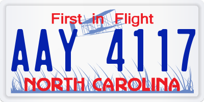 NC license plate AAY4117