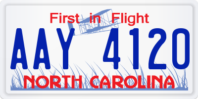 NC license plate AAY4120
