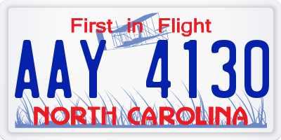 NC license plate AAY4130