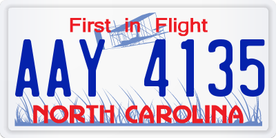 NC license plate AAY4135