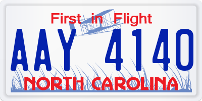 NC license plate AAY4140