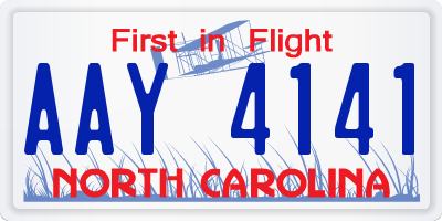 NC license plate AAY4141
