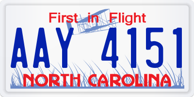 NC license plate AAY4151