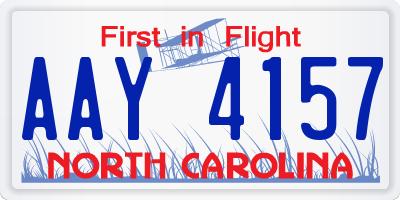 NC license plate AAY4157