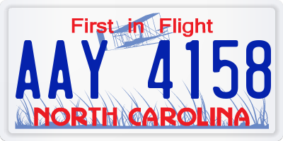 NC license plate AAY4158