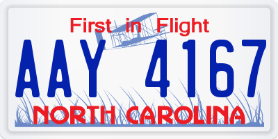 NC license plate AAY4167