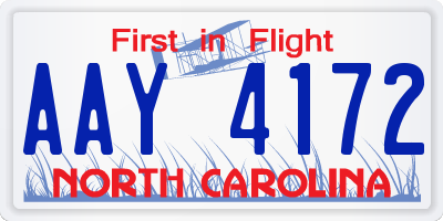 NC license plate AAY4172