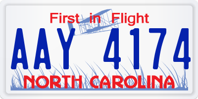NC license plate AAY4174