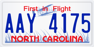 NC license plate AAY4175
