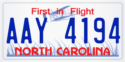 NC license plate AAY4194