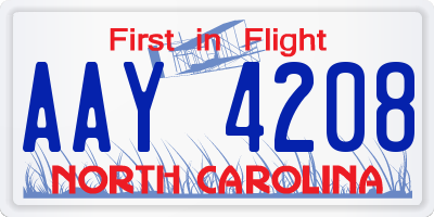 NC license plate AAY4208