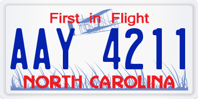 NC license plate AAY4211