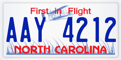 NC license plate AAY4212